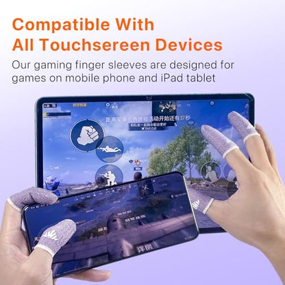 10 Pack Silver Fiber Dedales Gamer Profesionales Anti Slip Sweat Proof Gaming Finger Thumb Sleeves Cots Breathable Mobile Phone Gamer Gloves Guantes para Durable Covers for Pubg - color: Purple 10-Pack + Storage Box