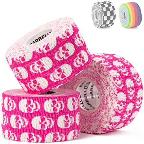 Professional Weight Lifting Thumb Tape - Protects Finger Tape, Adhesive for Powerlifting, Yoga & Gym, Hand Grip Support for Weightlifting, Deadlift, Barbell Hook Grip - color: SKULL