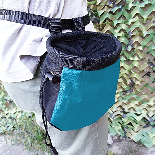 Drawstring Chalk Bag with Waistband for Rock Climbing Bouldering Weight Lifting Rock Climbing Bag Chalkbag Gymnastics Kit - color: Blue