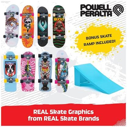 Tech Deck Powell Peralta Sk8shop Bonus Pack Customizable Fingerboards Set | Customize 8 Boards with Skate Tool, Mini Ramp for Epic Tricks, Fidget Skateboard Toy Gifts for Kids & Collectors Ages 6