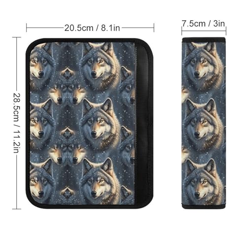 2 Pack Snow Wolves Car Seat Straps Shoulder Pads Universal Fit Neck Strap Covers for Adults and Children, All Vehicles, Pressure Relief - color: Pattern 1158