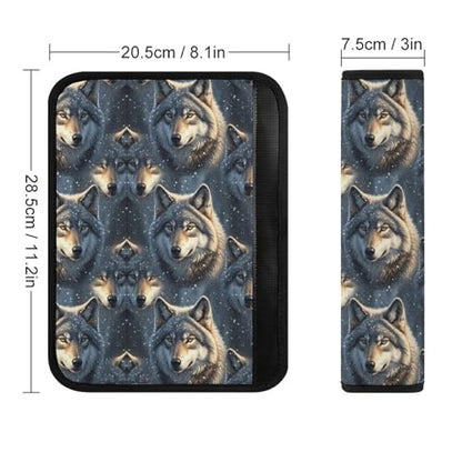 2 Pack Snow Wolves Car Seat Straps Shoulder Pads Universal Fit Neck Strap Covers for Adults and Children, All Vehicles, Pressure Relief - color: Pattern 1158