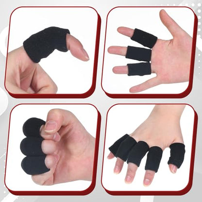 10 PCS Finger Sleeves, Elastic Finger Compression Sleeves, Breathable Thumb Sleeve for Relieving Pain Arthritis, Basketball, Volleyball