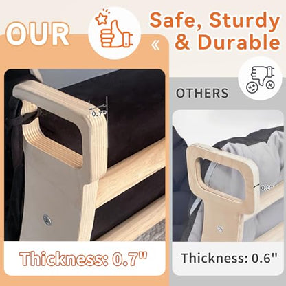 Kids Climber Arch Rocker with Cushion, Montessori Climber Climbing Toys | Arch Climber Wooden Indoor Playground with Cushion for Kids, Large Children Arch Climbing for Toddler Indoor Black