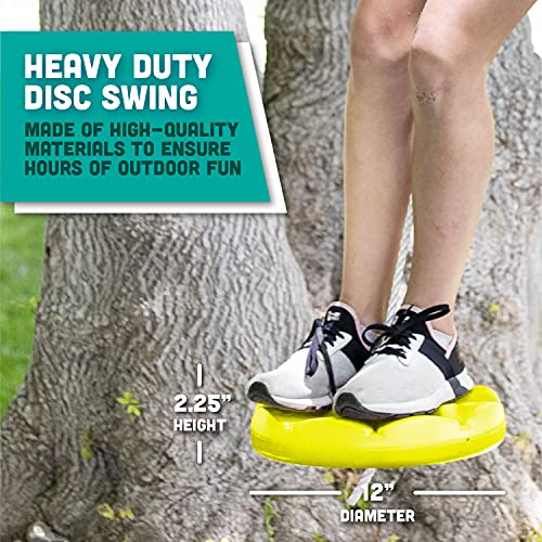 Squirrel Products Heavy Duty Yellow Disc Tree Swing with Rope for Outdoor Play - Easy DIY Addition to Playset or Tree - color: Yellow
