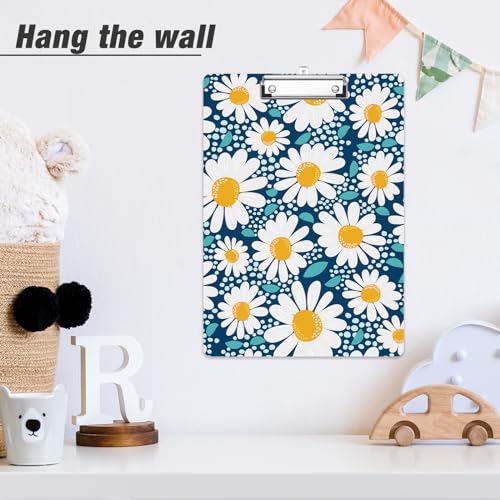 Rimilak Wood Clipboard, 8.5x11 Hardboard Clip Board, Daisy Flower | Fun Design, Cute Custom Pattern, 9 x 12.5 in Letter Size for Classroom, Teachers, Kid, Woman, School & Office Supply - color: Daisy Flower