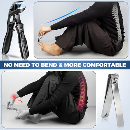 Toenail Clippers for Seniors Thick Toenails, 2026 Upgrade Angled Nail Clipper for Seniors, Toe Nail Clippers for Men with Wide Jaw Opening, Heavy Duty Fingernail Clipper - style: Black Angled Nail Clippers