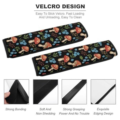 2 Pack Gothic Magic Mushroom Floral Car Seat Belt Pad Soft Padded Seat Belt Cushion for Child, Stroller Pushchair High Chair, Shock Absorption - color: Pattern 418