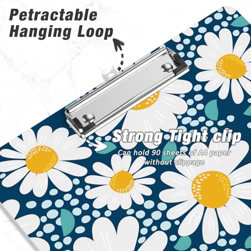 Rimilak Wood Clipboard, 8.5x11 Hardboard Clip Board, Daisy Flower | Fun Design, Cute Custom Pattern, 9 x 12.5 in Letter Size for Classroom, Teachers, Kid, Woman, School & Office Supply - color: Daisy Flower
