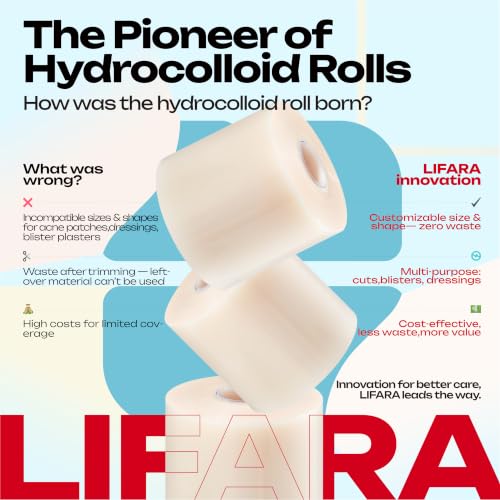 LIFARA Hydrocolloid Roll for Wound Care - Cut-to-Size, Hydrocolloid Patch Bandages with Self-Adhesive, Ultra Absorbent & Waterproof, First Aid Kit Essential (19.7mil/ 0.5mm Thickness, 3in*10ft) - size: 3in*10ft, 19.7mil/ 0.5mm Thickness