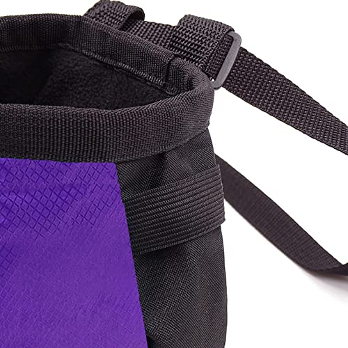 Chalk Bag,Rock Climbing Gear,Metal Powder Bags，with Zippered Pocket and Adjustable Waistband，Suitable for Fitness, Rock Climbing, Track and Field, Weightlifting, Billiards Chalk Bag (Purple)