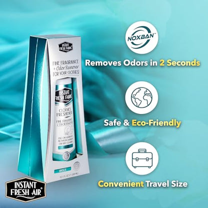 Fabric Freshener Spray & Deodorizer Odor Eliminator - Works Instantly with Noxban™ - Eco-Friendly Fabric Refresher & Odor Neutralizer - Safe for Garments, Linens, Bedding - Unisex