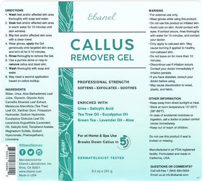 Ebanel Set of Salon Grade Callus Remover for Feet Gel + 40% Urea Foot Cream | Dry Cracked Heel Repair with Salicylic Acid, Epsom Salt, Helps Soften and Smooth Calluses and Rough Skin for Baby-Soft Feet - size: 13.1 Ounce (Pack of 1)