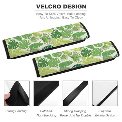 Breathable Seat Belt Shoulder Pad for Adults And Children, Stroller Pushchair High Chair, 2 Pack Tropical Monstera Leaf Botanical Palm Leaves Branch Hawaiian Neck Strap Covers Easy Install (No Tool) - color: Pattern 1255