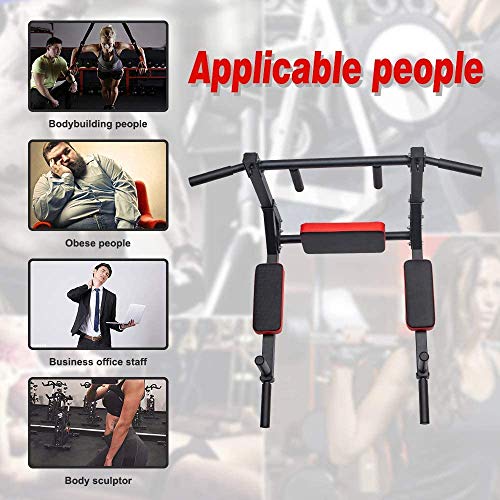 ptlsy Wall Mounted Pull Up Bar Multifunctional with Multi-grip Chin Up Bar Heavy Duty Dip Station for Home Gym Indoor Workout, Fitness Equipment, Dip Stand Supports to 440 Lbs - style: Movable Style