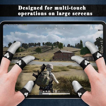 12PCS Gaming Finger Sleeves. 0.29MM Silver Fiber, Anti Sweat, Extremely Thin,Breathable Touchscreen dedales Gamer Finger Cover Thumb Sleeve Fit Phone Game Tablet Devices. - color: Gray(12pcs)