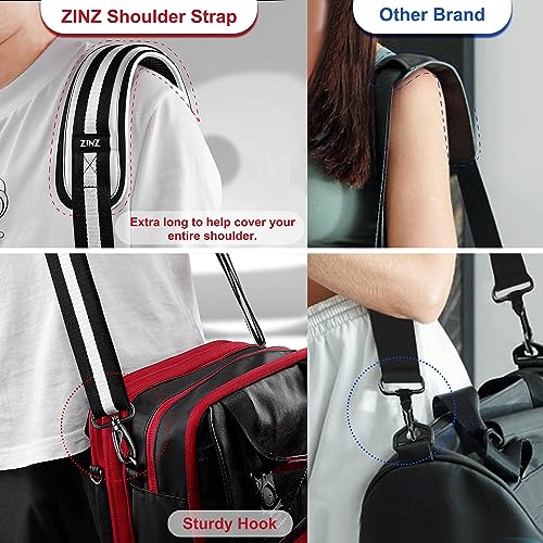 ZINZ Ultra-Thick Fixed Pad Shoulder Strap 76-inch Universal Bag Strap with Breathable Cushion and Dual Balanced Adjustable Buckles for Laptop Bag Luggage Messenger Bag Crossbody etc -Stripe-BWB - color: Stripe-bwb