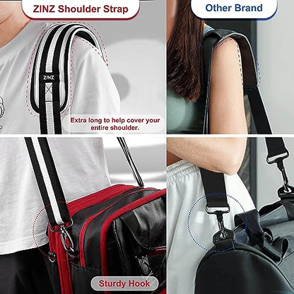 ZINZ Ultra-Thick Fixed Pad Shoulder Strap 76-inch Universal Bag Strap with Breathable Cushion and Dual Balanced Adjustable Buckles for Laptop Bag Luggage Messenger Bag Crossbody etc -Stripe-BWB - color: Stripe-bwb