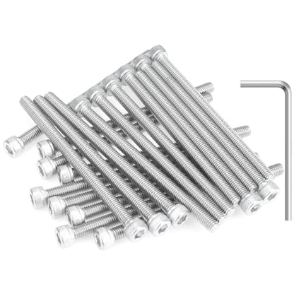 HELIFOUNER 20 Pieces M5 x 75mm, Thread Pitch 0.8mm, 304 Stainless Steel (18-8) Hex Socket Head Cap Screws, Fully Threaded - size: M5 x 75mm