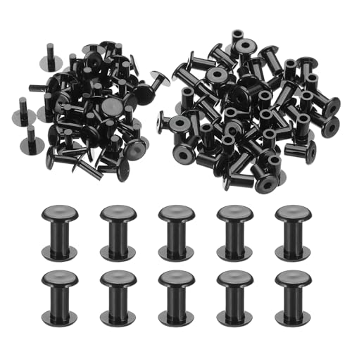 PATIKIL M5x10mm Plastic Binding Post, 50 Sets Plastic Chicago Screws Binding Screw Rivet Post Press-on Buckle for Leather Scrapbook Photo Albums, Black - color: Black, size: M5x10mm