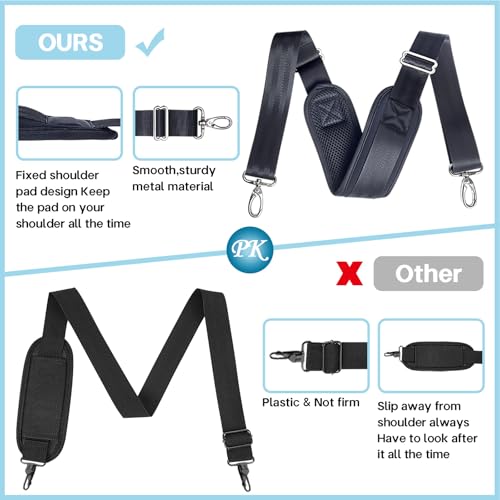 Shoulder Strap for Bag Universal Replacement 58"/67" Fixed Padded Adjustable Buckle Heavy Duty Shoulder Strap - color: Black, size: 58"