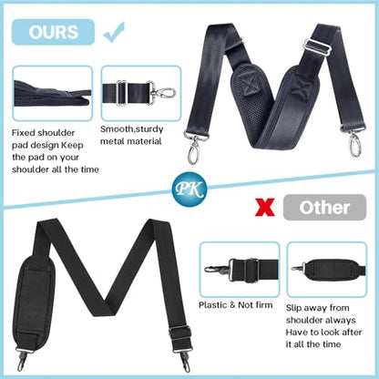 Shoulder Strap for Bag Universal Replacement 58"/67" Fixed Padded Adjustable Buckle Heavy Duty Shoulder Strap - color: Black, size: 58"