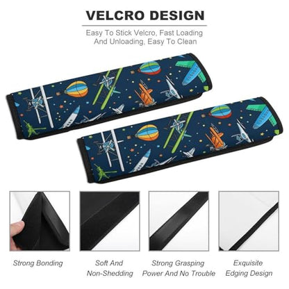 2 Piece Planes Blue Airplanes Car Seat Belt Pad Breathable Seat Belt Cushion for Child, Stroller Pushchair High Chair, Easy Install (No Tool) - color: Pattern 354