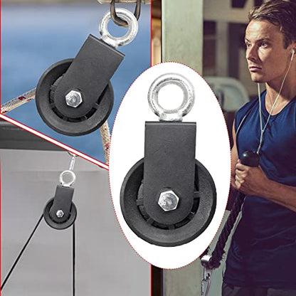 Uenhoy 2 Pack 90mm Cable Pulley Silent 330lbs LAT Gym Attachment | Nylon Wheel & Iron Bearing, 360° Swivel Prevents Tangling, Silent Running, 330lbs Capacity, For Gym Hoist Clothesline - size: 2 Pcs Cable Pulley