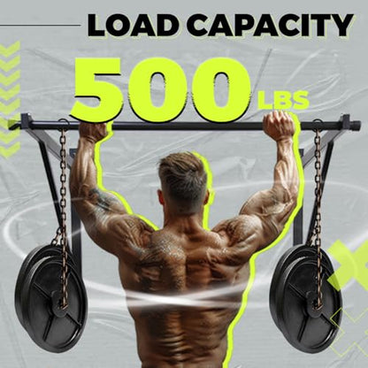 ECOTRIC 46'' Wall Mounted Pull Up Bar Chin up Bar Doorway Exercise Bar | Upper Body Gym Workout Bar Heavy Duty Training Fitness Home Heavy Duty 500lbs