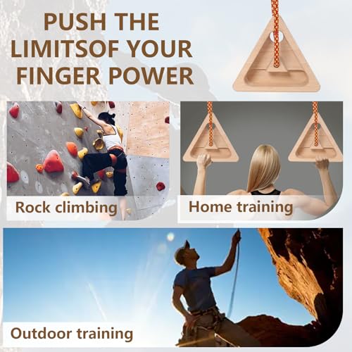 Climbing Hangboard for Rock Climbing Training – Wooden Fingerboard with Multi-Grip Design – Strengthen Fingers & Grip – Easy Mount for Home & Gym - color: Brown 2