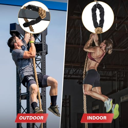Climbing Rope Gym Workout - 10FT 15FT 20FT 25FT 30FT 35FT Heavy Duty Jute Thick Ropes for Adults Strength Training Outdoor Tree Swing Indoor Home Fitness Exercise - 1.5 Inch - size: 40FT