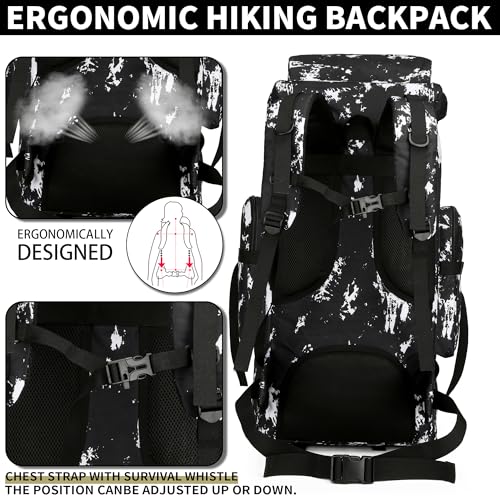 Hiking Backpack for Men 70L/100L Camping Backpack Military Rucksack Molle 3 Days Assault Pack for Climbing | Camping Backpack - color: 100l-blackwhite-lighting