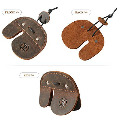 Ringsun Leather Archery Finger Tabs,Handmade Archery Finger Guard for Shooting Practice Gear, Recurve Bow Fingers Tab - color: Left