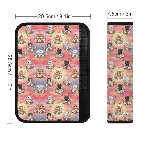 2 Pack Pink Cat Funny Cats Pet Butterfly Flower Seat Belt Cover Universal Fit Shoulder Harness Cover for Girls and Boys, Car Seats Pushchair Strollers High Chair Pushchair - color: Pattern 1235
