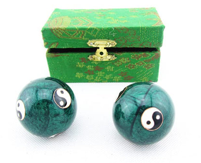JapanBargain 3298, Chinese Baoding Balls Hand Exercise Therapy Balls Stress Reliefe Balls, Taichi Pattern, Green Color - color: Green