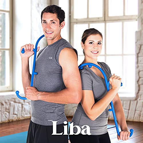 LiBa Deep Tissue Back Neck Massager Theracane for Pain Relief Blue | Pressure trigger point massage tool for full body, pain relief tool, reaches between shoulder blades, BPA-free - color: A. Blue