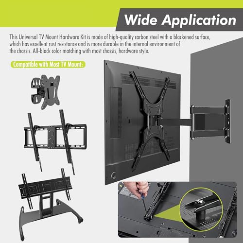 Universal TV Mounting Hardware Kit, 72PCS TV Mount Screws with M4 M5 M6 M8, Washers & Spacers for Most TVs and TV Wall Mount Brackets, Carbon Steel Assorted Mounting Screws Set