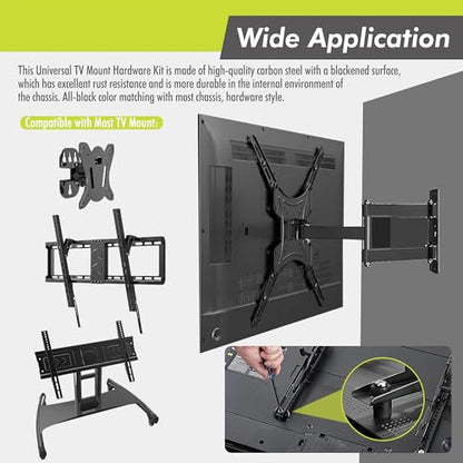 Universal TV Mounting Hardware Kit, 72PCS TV Mount Screws with M4 M5 M6 M8, Washers & Spacers for Most TVs and TV Wall Mount Brackets, Carbon Steel Assorted Mounting Screws Set