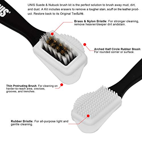 Suede & Nubuck Leather 4 Way Cleaning Caring Brush Shoe & Boots Cleaner Essential Kit with Extra 2 Erasers