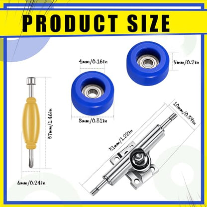 Zhehao 8 Pcs Fingerboard Bearing Wheels Standard Fingerboard Tool CNC Lathed Bearing Wheels Screwdriver and 2 Pcs Nut Driver for 34 mm Wide Decks Finger Skateboard Trucks(Blue) - color: Blue