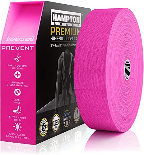 Hampton Adams | As Seen on Shark Tank | Original Kinesiology Tape | 135ft Uncut Bulk Roll | Supports & Protects Muscle Wrist Knee Shoulder Back Plantar Fasciitis | Waterproof Hypoallergenic (Pink) - color: Pink, size: 2in x 135ft (1 Roll)