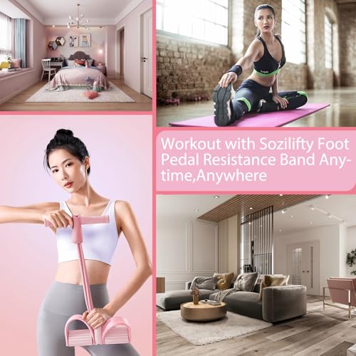 6-Tube Pedal Puller Resistance Rope,Foot Pedal Resistance Band,Yoga Elastic Exercise Bands, for Women Jump Fitness, Abdomen/Arm Weight/Waist/Leg Stretching Slimming Training - color: Pink