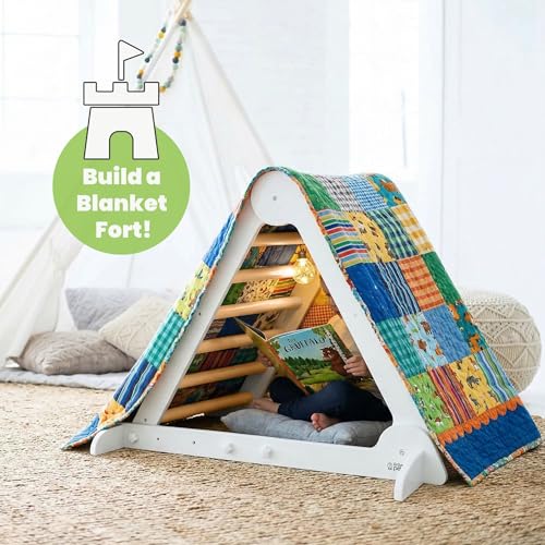 Little Partners Learn 'N Climb Foldable Wooden Climbing Triangle, Wood Climbing Gym for Toddlers, Triangle Climber for Skill-Building and Active Play, White & Natural - color: White W/ Natural