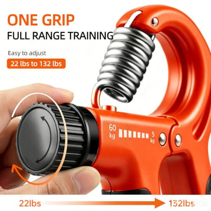 Hand Grip Strengthener Set Resistance Gripper for Forearm Training Adjustable Carpal Tunnel Rehab, Climbing, Weightlifting - color: Orange