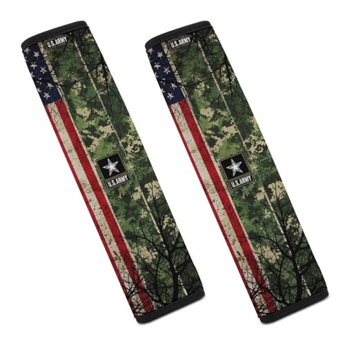 Universal Soft And Comfortable Seat Belt Cover for Adults And Children, Most Cars, 2 Pack American Flag Army Green Camo Vintage Camouflage Grunge Seat Belt Covers Cushion Neck And Shoulder Support - color: Pattern 1261