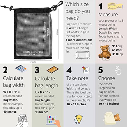 PALTERWEAR Small Mesh Bag with Clip and Toggle Closure (Set of 4, Black, 7 x 9 Inch) for Watersports Trekking Sailing - size: 7 x 9 inch