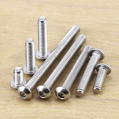 1/4-20 x 5/8" Button Head Socket Cap Bolts Screws, 304 Stainless Steel 18-8, Allen Hex Drive, Bright Finish, Fully Machine Thread, Pack of 50 - size: 1/4-20 x 5/8