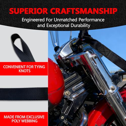 6 Pack Soft Loop Tie Down Straps, 3900 lbs Break Strength Heavy Duty Motorcycle Handlebar Straps for ATV, UTV, Dirt Bike, Trailer, Truck Bed, Kayak – Reliable Transport & Hauling
