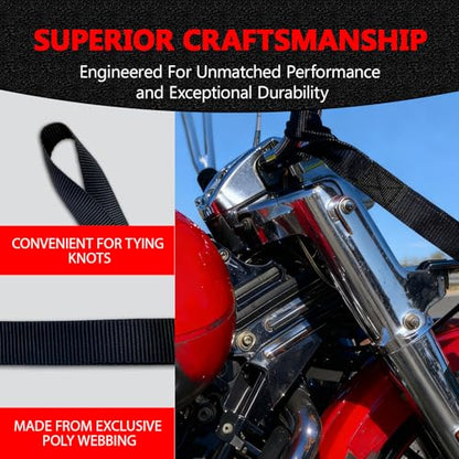 6 Pack Soft Loop Tie Down Straps, 3900 lbs Break Strength Heavy Duty Motorcycle Handlebar Straps for ATV, UTV, Dirt Bike, Trailer, Truck Bed, Kayak – Reliable Transport & Hauling