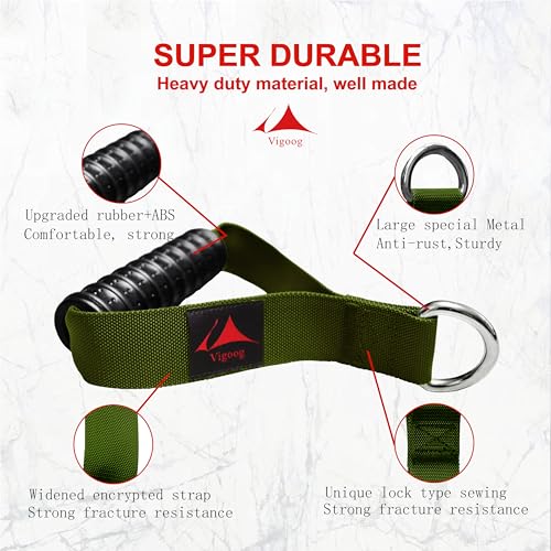 Heavy Duty Gym Workout Handles Attachment for Cable Machine,Resistance Band,Pulley System Home Exercise Equipment, Comfortable and Stronger Grip - color: Military Green